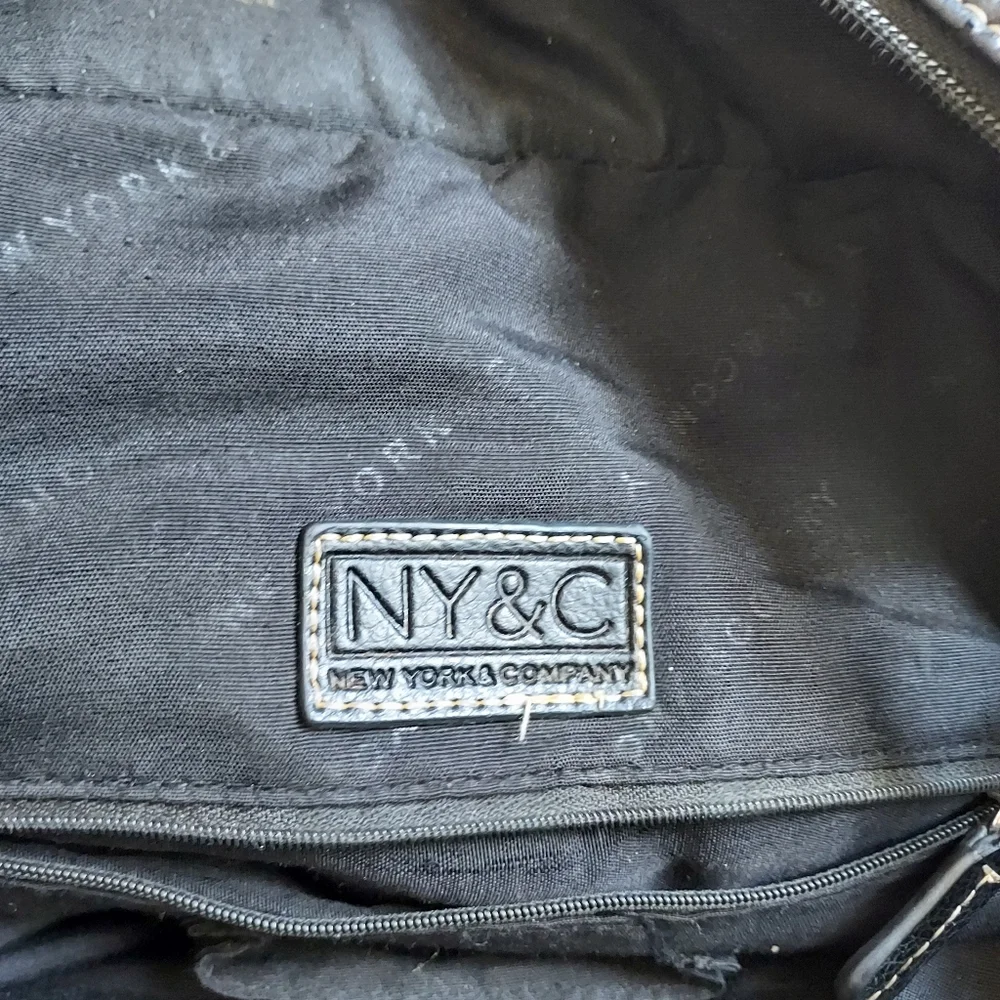 New York & Company Black NY Logo Tote Bag Purse Classic Chic Roomy